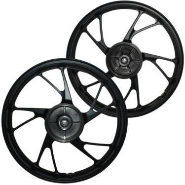 Imagem de Par de rodas de alumínio liga leve freio a tambor CG150 Fan Titan ES K