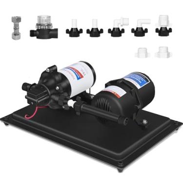 Imagem de YOUNGTREE Bomba de pressão de água RV 12 V 3,5 GPM 45 PSI com tanque acumulador pré-pressurizado de 0,75 L 125 PSI, bomba de diafragma de água doce sob demanda e sistema de tanque acumulador para