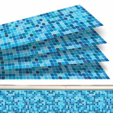 Imagem de Kit 42 Adesivos Piscina Pastilha Degradê Tons De Azul 100x20cm - Resit