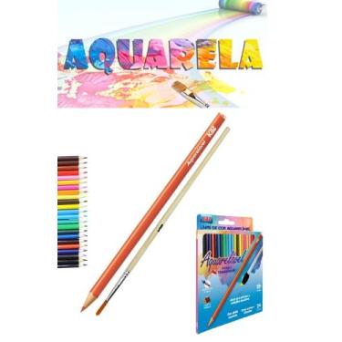 Imagem de Caixa de lápis de cor aquarela para pintar lapis aquarelavel 24 cores 