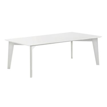 Imagem de Mesa de Jantar Lisboa Univ Retangular 180 cm Tampo de Madeira com Vidro Colado Laca Branca Brilhante