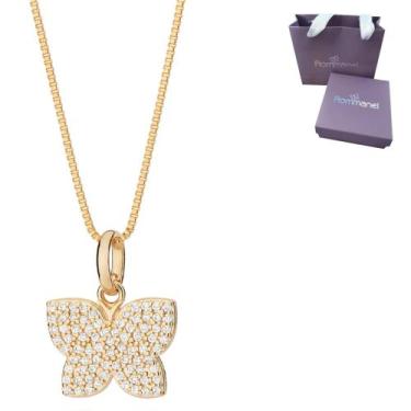 Imagem de Kit  Colar Com Pingente Rommanel Borboleta Cravejada Com Zircônias Ban