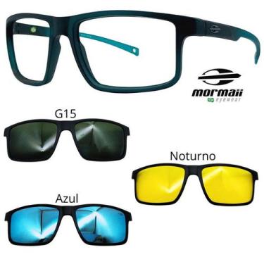 Imagem de Oculos Mormaii Swap 5 6127 K04 Verde Fosco Com 3 Clipons, G15, Azul, N