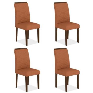 Imagem de Kit 4 Cadeiras Estofadas Everest Comfort Imbuia/suede Terracota - Ma -