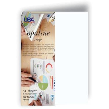 Imagem de Papel Opaline A4 Branco Nacional 180G Pacote com 100 Folhas - Usa Foli
