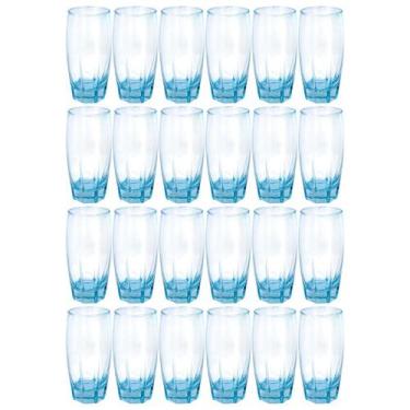 Imagem de 24 Copos Flórida Vidro Luxo Azul Praticasa 370ml