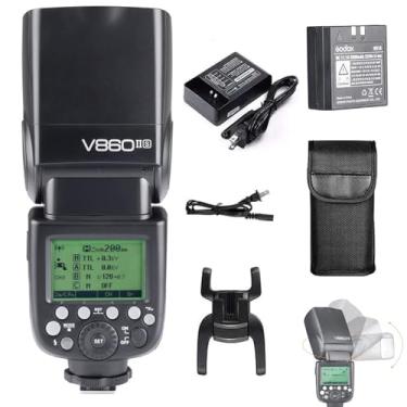 Imagem de Godox V860II-S Kit Flash para Sony HSS 1/8000s GN60 2.4G TTL 1.5s Tempo de Reciclagem Bateria Li-ion Flash Speedlite Light Compatível com Câmera Sony e Filtros de Cor e Difusor (V860II-S)