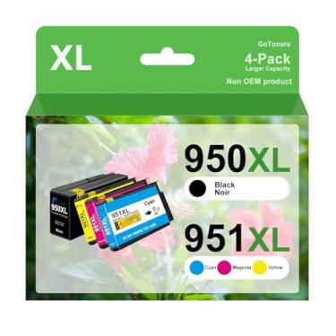 Imagem de GoToners Pacote combo 950XL 951XL compatível com HP 950 XL 951 XL cartucho de tinta compatível com OfficeJet Pro 8600 8610 8620 8100 8630 8660 8640 8615 76DW 251DW impressora (pacote com 4)