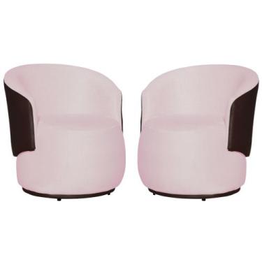 Imagem de Kit 02 Poltronas Decorativa Beatriz Confortáveis Tecido Suede Mesclado