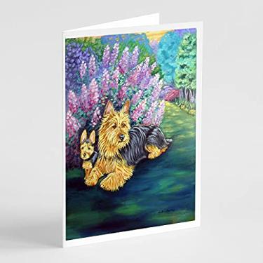 Imagem de Caroline's Treasures 7209GCA7P Cartões comemorativos de terrier australiano e filhotes e envelopes, pacote com 8, 7 x 5, multicolorido