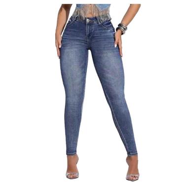 Imagem de Calça Feminina Pit Bull Jeans Skinny Hot Pants Escura - 8636-Feminino
