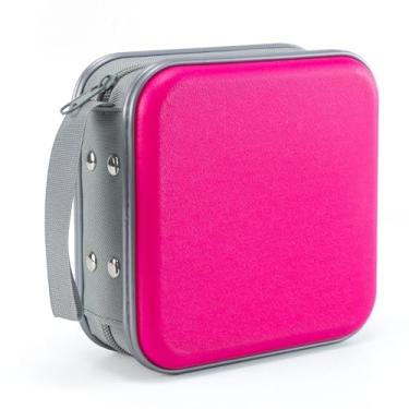 Imagem de LIOVODE Capa de DVD, estojo de CD com capacidade para 48 unidades, estojo portátil para armazenamento de plástico rígido DVD CD carteira organizador para carro (rosa)