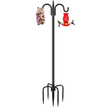 Imagem de Gtongoko Gancho duplo para uso ao ar livre, poste de alimentador de pássaros resistente de 277 cm de espessura, ganchos de jardim de 9,5 cm de espessura para pendurar comedouro de beija-flor, cestas