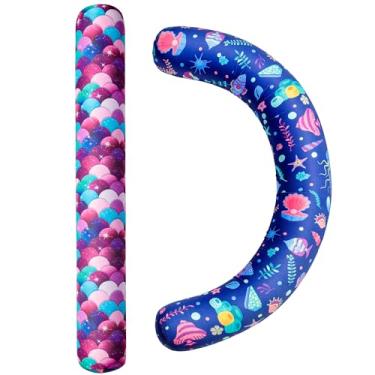 Imagem de Conjunto de macarrão inflável para natação – pacote com 2 boias curvadas de macarrão de piscina, boias de macarrão de piscina para adultos, para jogos de verão na praia, festa na piscina, férias de