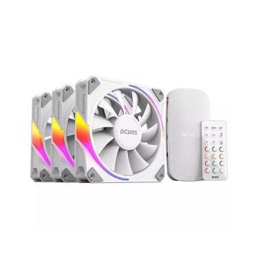 Imagem de Kit 3 Fans Argb Pcyes Sangue Frio 3 White Ghost 120Mm