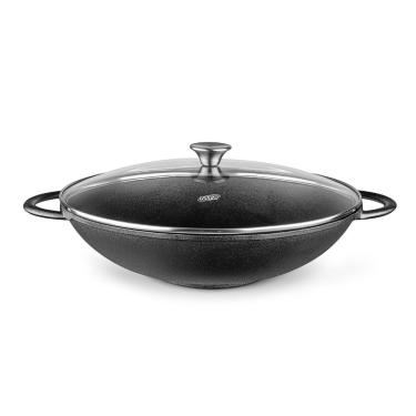Imagem de Panela Disco Wok 6,0 litros Ferro Fundido com Tampa de Vidro Mta