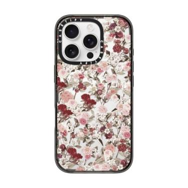 Imagem de CASETiFY Capa Impact para iPhone 16 Pro [Fina/2,5 m. Proteção contra quedas de grau militar 4X/Compatível com carregamento sem fio] - Vintage Flower Monday - Preto transparente