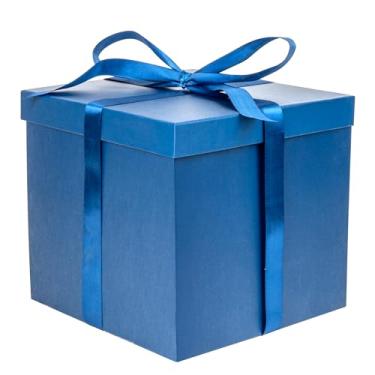 Imagem de Jaywayang Caixa de presente grande de 25,4 cm com tampa e fita, caixa de presente preta com enchimento de papel para aniversário, casamento, dia dos namorados, dia dos pais, presente de aniversário.