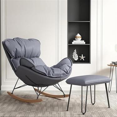Imagem de Cadeira De Balanço Com Apoio Para Os Pés Cadeira De Balanço Moderna Cadeira Reclinável Confortável Móveis Cadeira De Lazer Preguiçoso Casa Sofá De Sol, Dark Gray, Extra large style