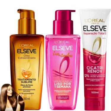 Imagem de Kit Elseve Cicatri Renov Sérum Leave In Novo Liso Dos Sonhos - L'oreal
