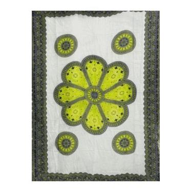 Imagem de Canga Viscose Gotas de Flor Amarela - Palak, Branco, UN