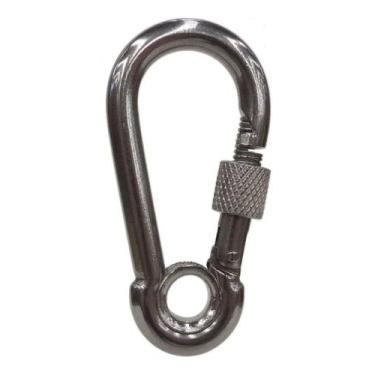 Imagem de Mosquetão Em Aço Inox 12 Mm Com Trava Rosca Carga Max 300kg - Abrolhos