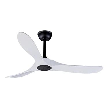 Imagem de Bigzone Ventilador De Teto Interno/Externo De 52" Com Controle Remoto, Motor Cc Silencioso E Econômico, 3 Lâminas De Madeira Balsa Branca, Ventilador De Teto De Madeira Com Lâminas Reversíveis