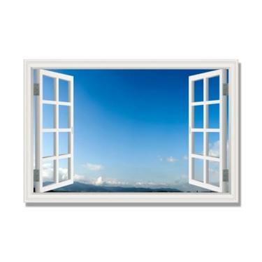 Imagem de PY3H69 Arte de parede em tela de janela aberta, impressão natural em tela. Lindo cenário de céu 33 cm, decoração de parede de paisagem de janela, decoração de casa moderna. 40 x 60 cm - 15,7 x 23,6