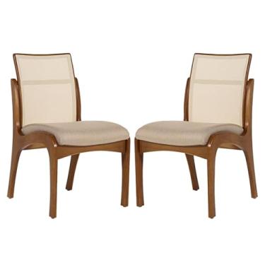 Imagem de Rio Madeira, Kit 2 Cadeiras de Madeira com Encosto em Tela Lisboa Linho Bege M58 RMI