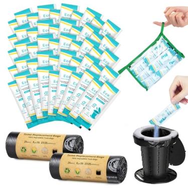 Imagem de BLIKA Conjunto de 50 sacos de vaso sanitário para acampamento, conjunto de gel ecológico absorvente, sacos de banheiro portáteis com gel, 8 galões, 30 litros, resistente 1 mil, sacos de substituição