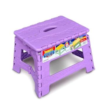Imagem de Banqueta Dobrável De Plástico Pequeno Resistente Até 100 Kg Para Viagem Camping Crianças (LILÁS)