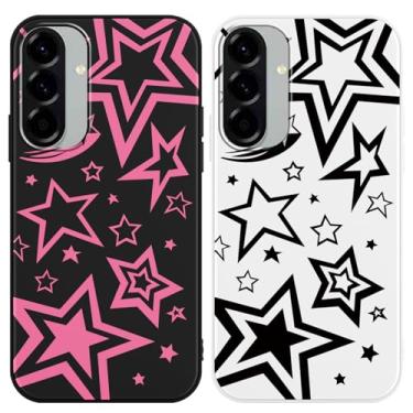 Imagem de Yomjew Pacote com 2 lindas capas de telefone rosa feminino estrela para Samsung Galaxy A56 de 6,7 polegadas, design de padrão estético Funda antiarranhões, fina, macia, flexível, protetora, à prova de