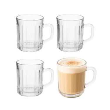 Imagem de Jogo 4 Caneca de Cappuccino Chocolate Quente Chá 300ml de Vidro Em Cas