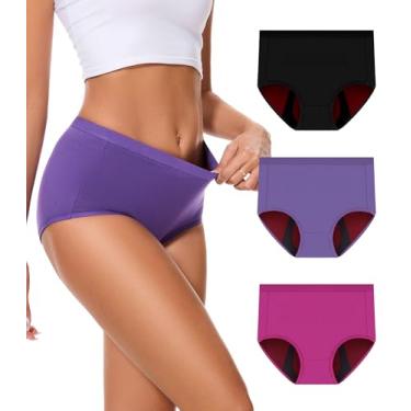 Imagem de Bobelle Wear Calcinha feminina para incontinência, 100 ml, à prova de vazamento, cintura alta, algodão, lavável, pacote com 3, pequena
