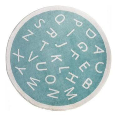 Imagem de Tapete Infantil Redondo Alfabeto Letra Quarto Bebê 1,40m (Azul)