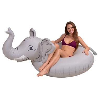 Imagem de GoFloats Boia inflável Trunks The Elephant Party Tube – Boia de piscina divertida para adultos e crianças, cinza