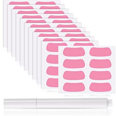 Imagem de 48 pares de tiras para os olhos esportivas respiráveis com 1 lápis branco para fãs de beisebol futebol e softbol Lacrosse no dia de jogo (rosa)