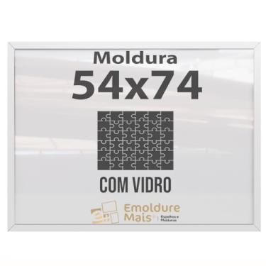 Imagem de Moldura para Quebra Cabeça Cabeca 54x74 1000 peças Com Vidro para Quadro Puzzles Pais e Filhos cor Branca
