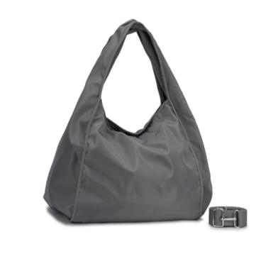 Imagem de Bolsa Nylon Feminina Grande para Faculdade, Trabalho, Academia e Uso Diário - Bolsa Universitária Lateral de Ombro Impermeável Dia a Dia Casual (Cinza)