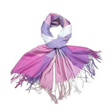 Imagem de Cachecol Lenço Echarpe Xadrez Quadriculado Feminina Inverno - D Presen