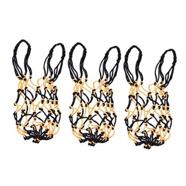 Imagem de KESYOO 3Peças Saco de Rede de Malha Bolas de Nylon Resistente com Cordão Armazenamento de Futebol e Vôlei À Água e Durável Preto
