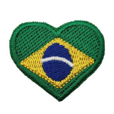 Imagem de Patch Bordado Brasil Coração Termocolante Aplique 4x3cm - Sete Sete Es