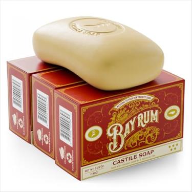 Imagem de Carolina Castile Soap Sabonete Em Barra Vegan Bay Rum Castile, 3 Barras De Natural Para Homens, Mulheres E Crianças, Suave, Hidratante Com Manteiga Cacau Orgânica Azeite Oliva, 140 Ml Cada