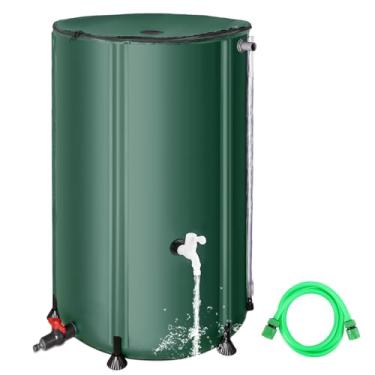 Imagem de FAMIROSA Barril De Chuva Dobrável 100 Galões/378 Litros, Barris Pvc Dobráveis Para Coletar Água Da Calhas, Recipiente Portátil Armazenamento Com Mangueira, Coletor Verde