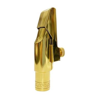 Imagem de Almencla Boquilha de metal para sax alto, reutilizável, compacta, com abraçadeira, presentes para iniciantes, amantes de saxofone, família, crianças e, 8c