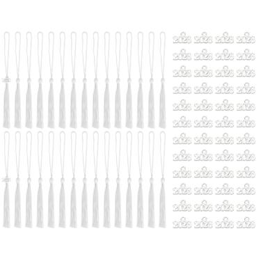 Imagem de Tupalizy 30 peças, mini borlas sedosas feitas à mão com 60 peças, pingentes de 2026 anos para chaveiro de formatura, brinco, joias, lembrancinhas, presentes de lembrança, etiquetas de projetos de
