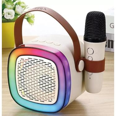 Imagem de Caixa Alto Falante De Som Karaoke Portátil com Bluetooth, Luzes LED, Sem Fio, Ideal para Crianças, Adultos, Festas, Fogueiras e Presentes