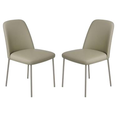 Imagem de Conjunto 2 Cadeiras Londres Couro Areia Metal Champanhe