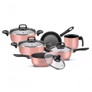 Imagem de Jogo De Panelas Rosa Claro 5 Pc La Cousine Antiaderente