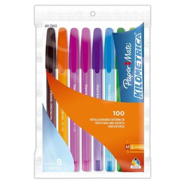 Imagem de Caneta Esferográfica Kilométrica Color 1.0 com 8 Cores Paper
